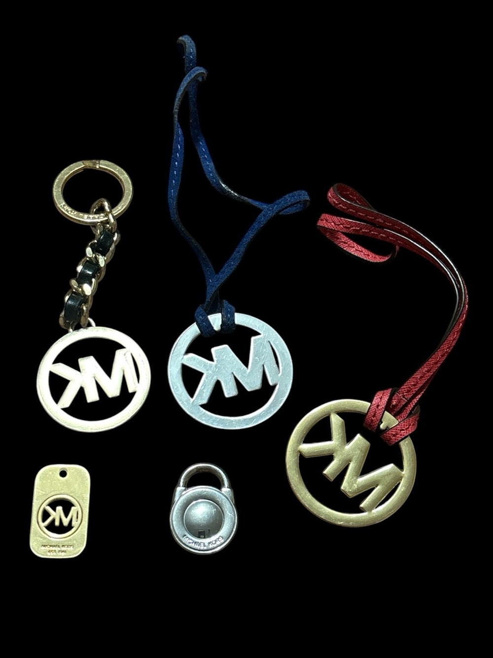 Michael Kors MK Logo Leather Strap Keychain/Bag Charm Bundle - Picture 2 of 2